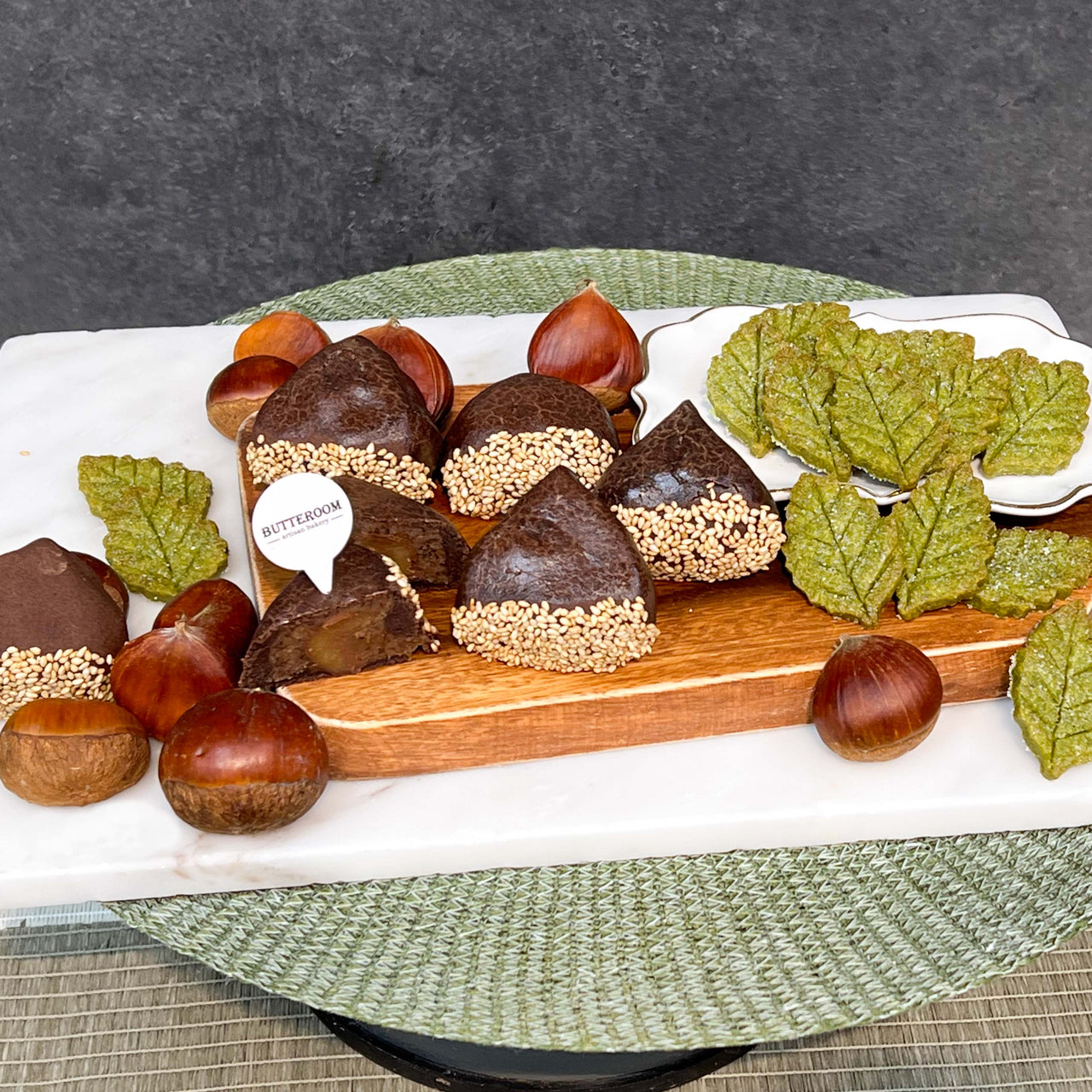 和紅茶甘栗燒菓子 & 抹茶葉形酥片 | Black Tea & Chestnut Japanese Dessert and Matcha Leave Cookies