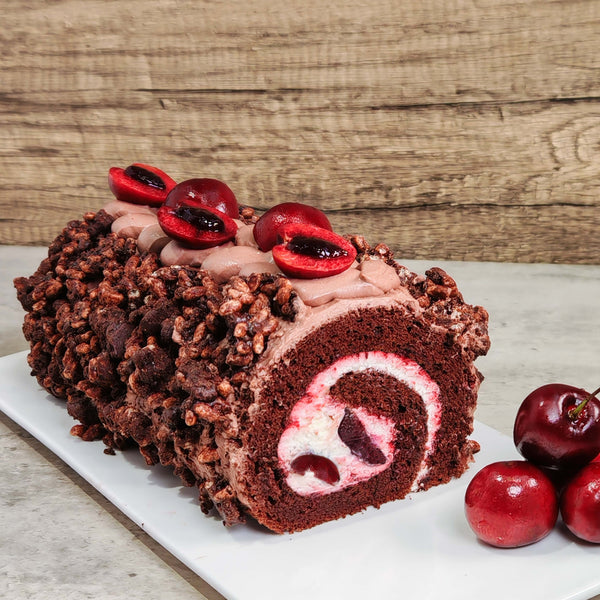 黑森林脆餅卷蛋糕|Black Forest Croquant Roll Cake