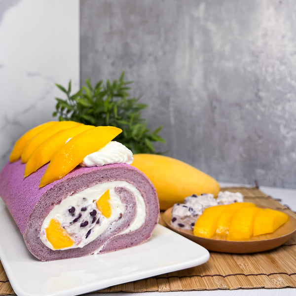 紫薯芒果紫米卷蛋 | Purple Potato & Mango Sticky Rice Roll Cake