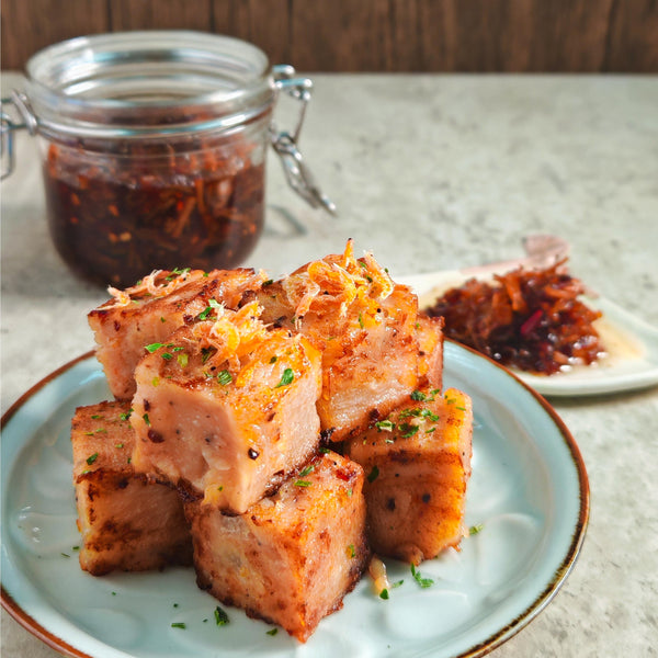 櫻花蝦鰹魚蘿蔔糕配手製XO醬 | Sakura Shrimp Bonito Radish Cake with Handmade XO Sauce