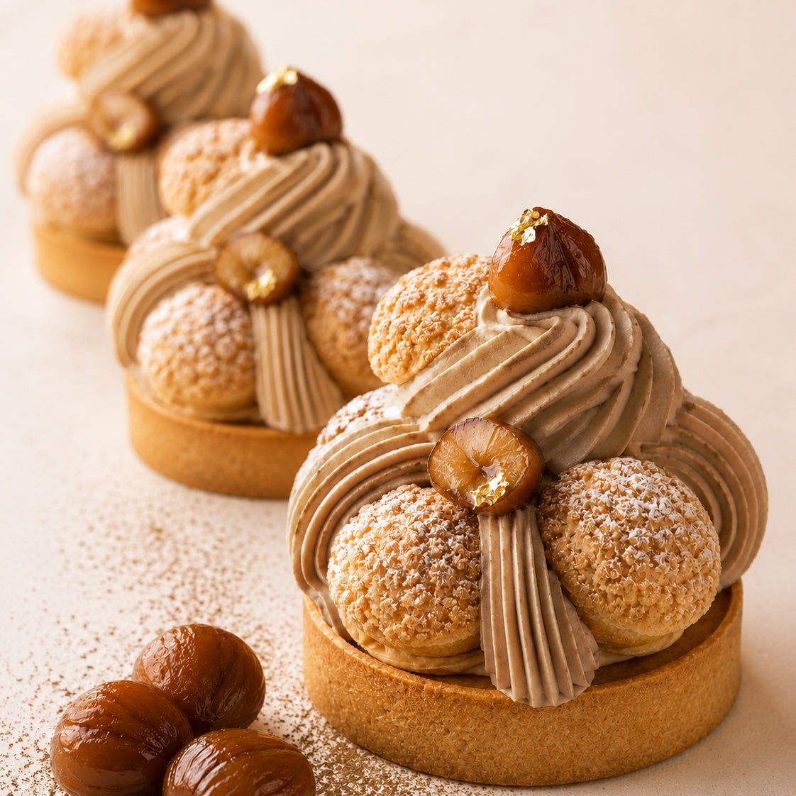 焙茶栗子聖安娜泡芙撻｜Hojicha Chestnut Saint-Honoré
