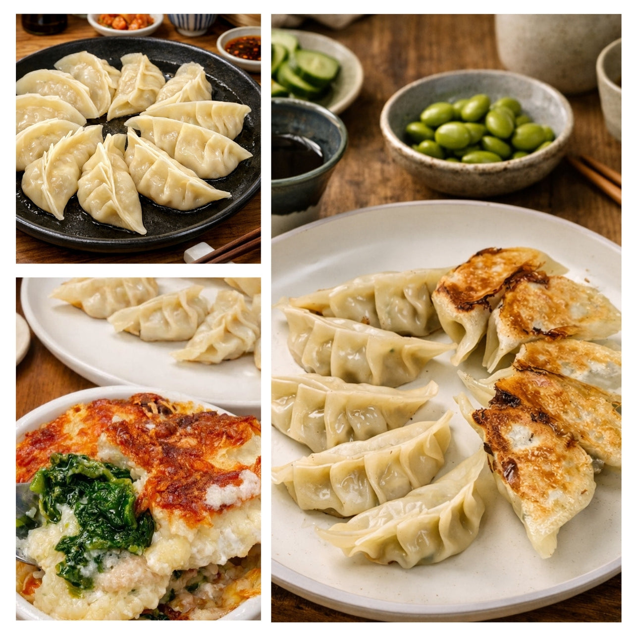 日式餃子料理 配 焗芝士菠菜千層配菜 | Japanese Gyoza & Spinach Cheese Lasagna