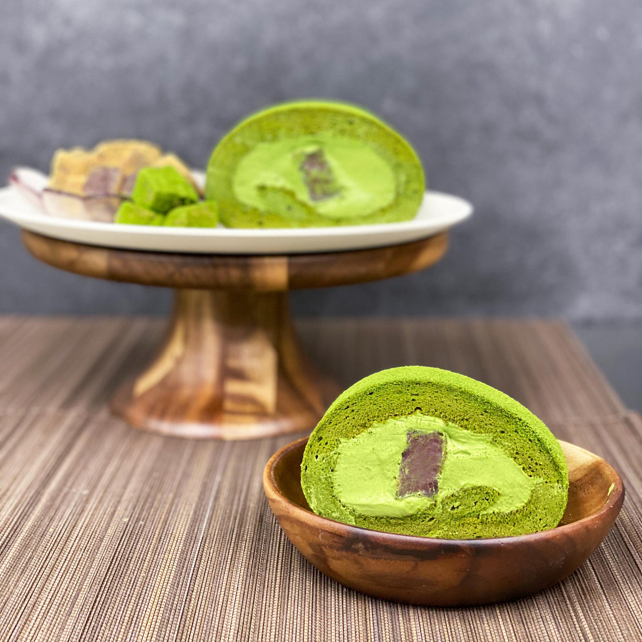 宇治抹茶配紅豆蕨餅卷 ｜ Uji Matcha Red Bean Warabi Mochi Roll