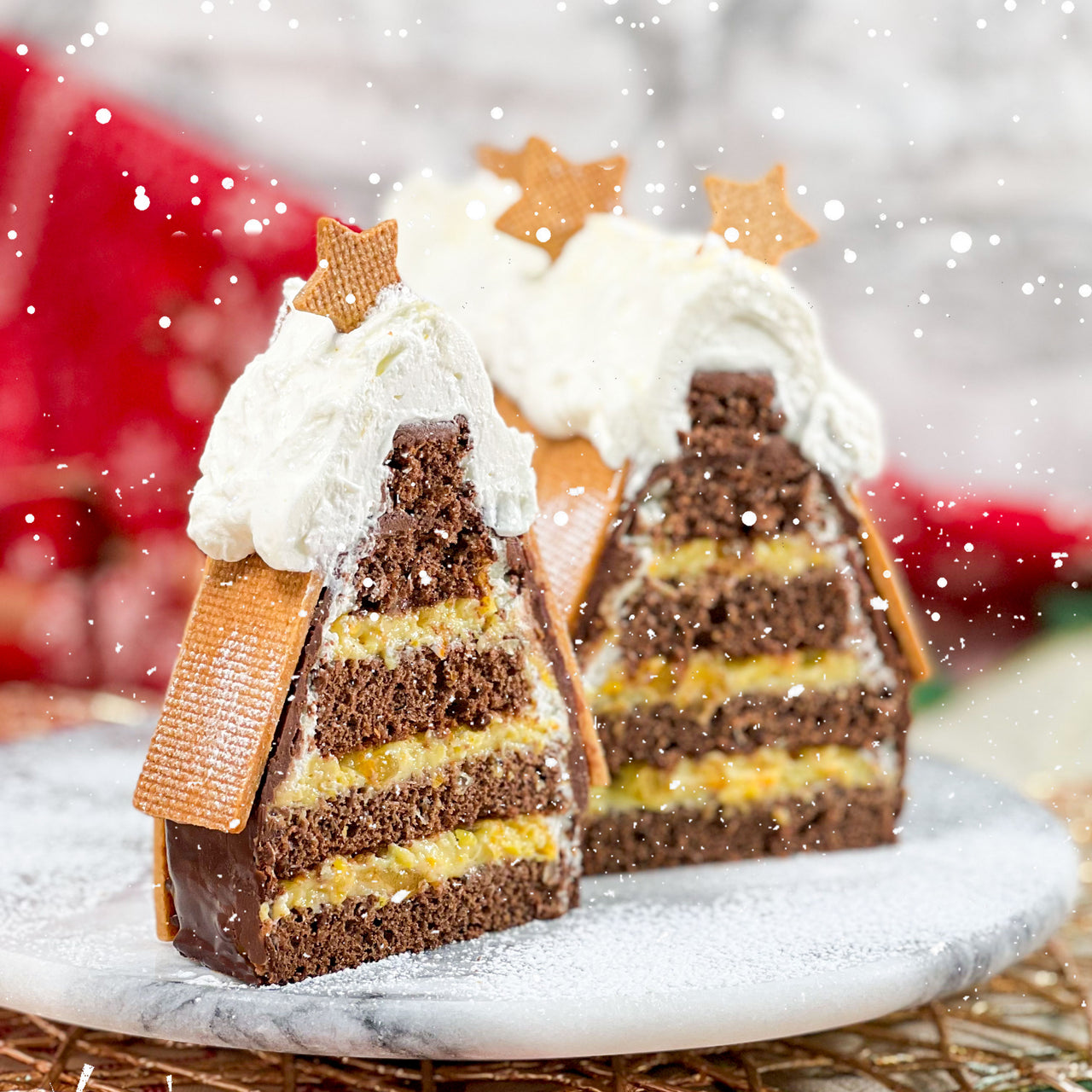 榛子朱古力香橙聖誕屋 | Hazelnut Dark Chocolate & Orange Santa House Cake